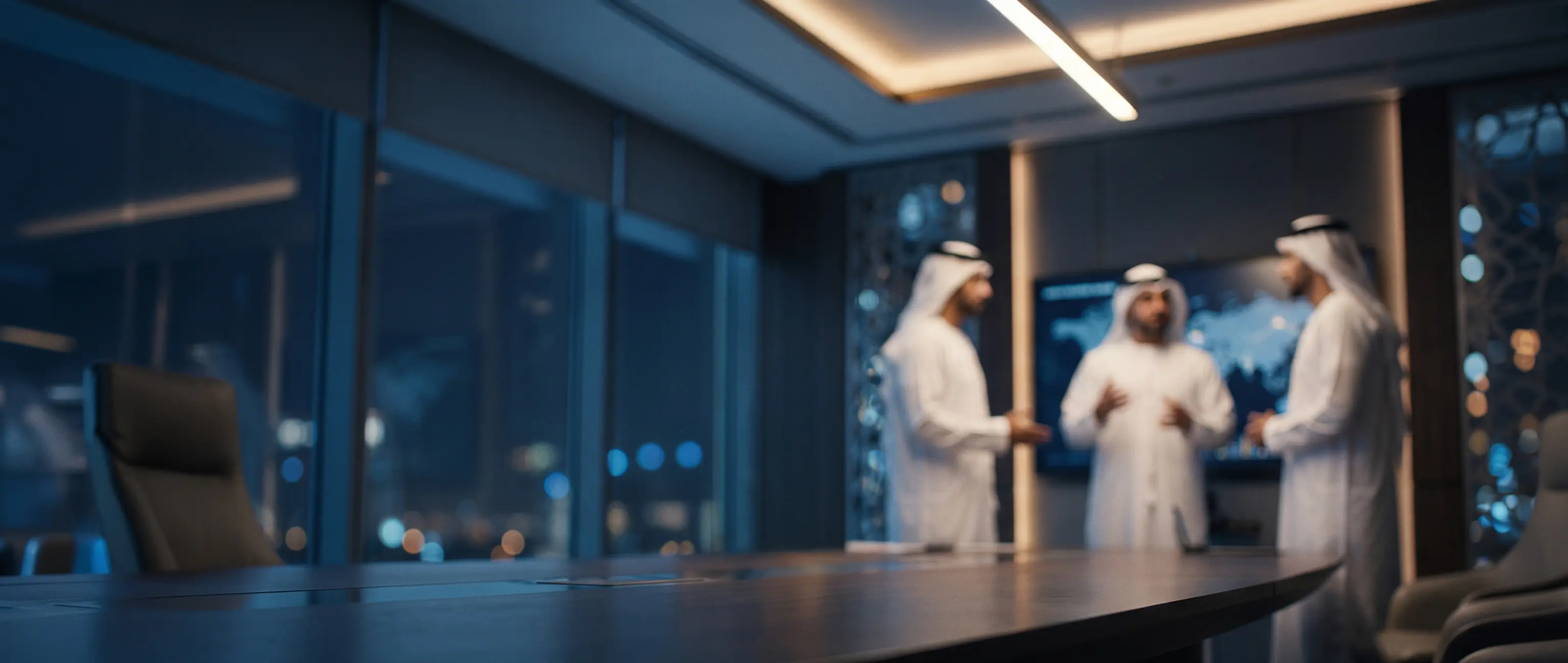 National Bonds executive management team discussing corporate strategies in a modern boardroom.