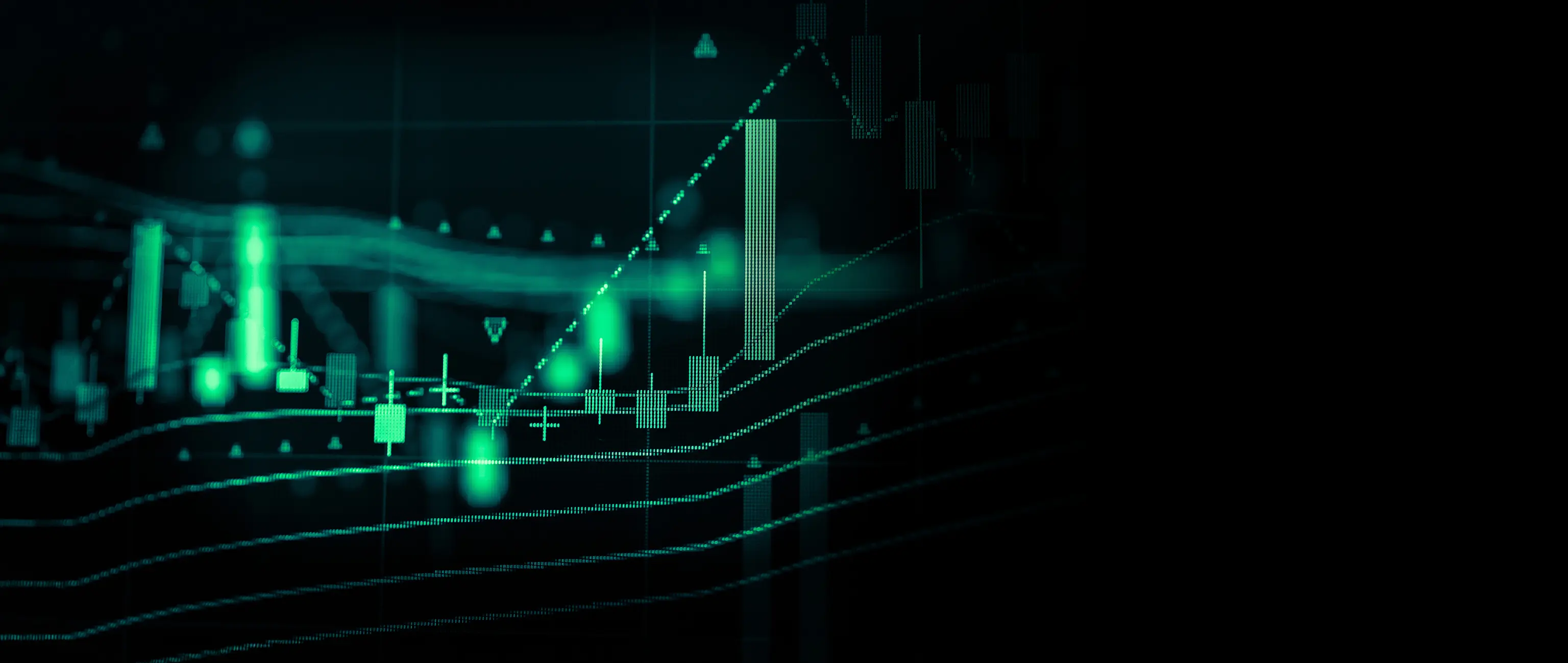 رسم بياني مالي باللون الأخضر يظهر اتجاهات السوق والنمو، مما يمثل صكوك المدة (Term Sukuk) من الصكوك الوطنية.